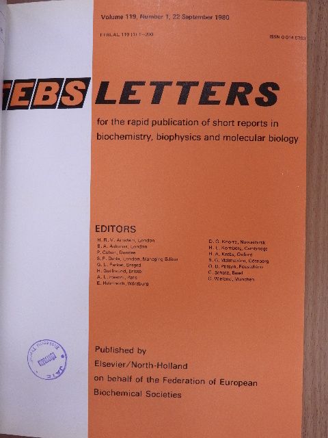 A. Johnson - Febs Letters Volume 119, Number 1-2./Volume 120, Number 1-2./Index of Biochemical Reviews 1979 [antikvár]