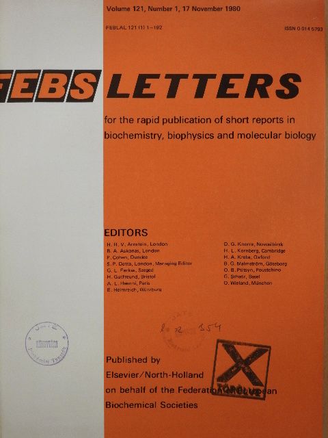 B. A. Peskar - Febs Letters Volume 121, Number 1-2./Volume 122, Number 1-2. [antikvár]