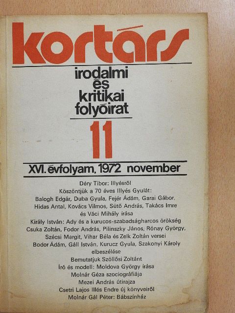 Déry Tibor - Kortárs 1972. november [antikvár]