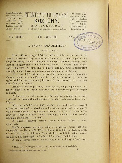 Természettudományi Közlöny 1887. január-december [antikvár]