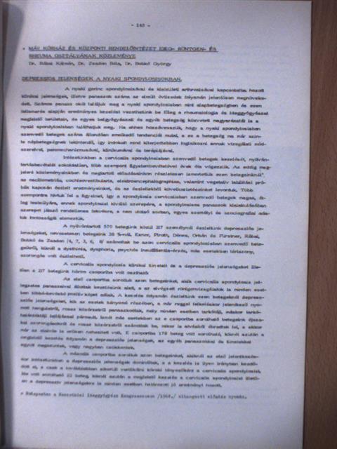 Dr. Bobkó György - Depressios jelenségek a nyaki spondylosisokban [antikvár]