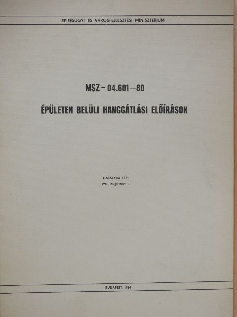 Épületen belüli hanggátlási előírások [antikvár]
