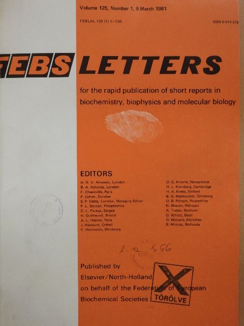 A. J. Waring - Febs Letters Volume 125, Number 1-2./Volume 126, Number 1-2. [antikvár]
