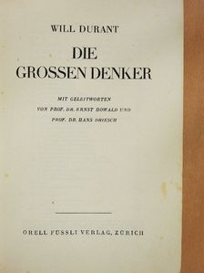 Will Durant - Die Grossen Denker [antikvár]