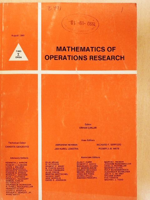 James C. Bean - Mathematics of Operations Research August 1990 [antikvár]