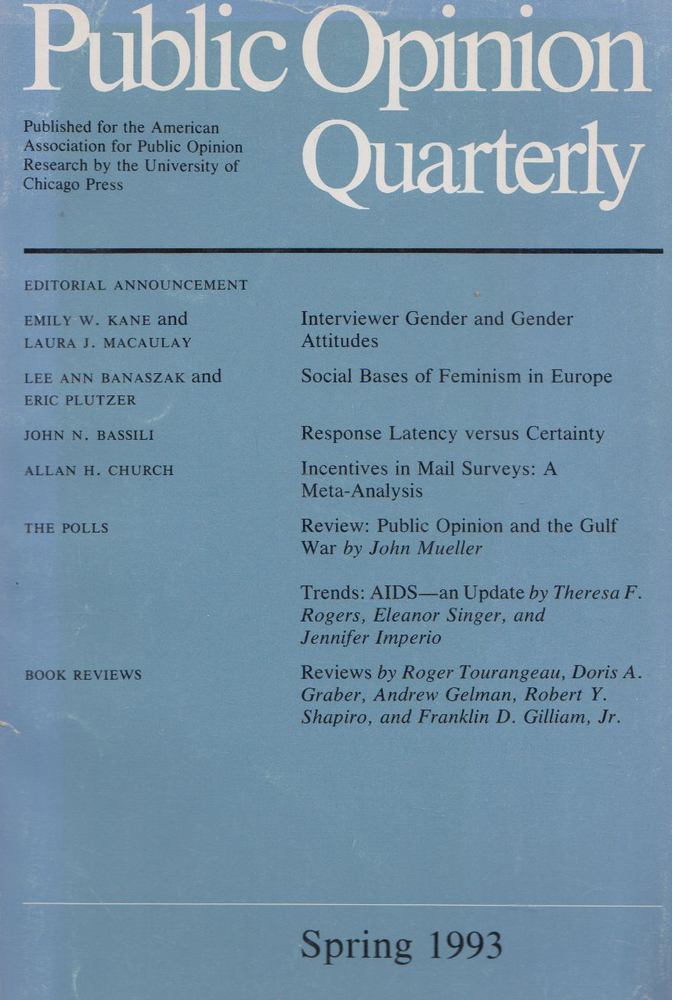 Public Opinion Qaurterly - Spring 1993 [antikvár]