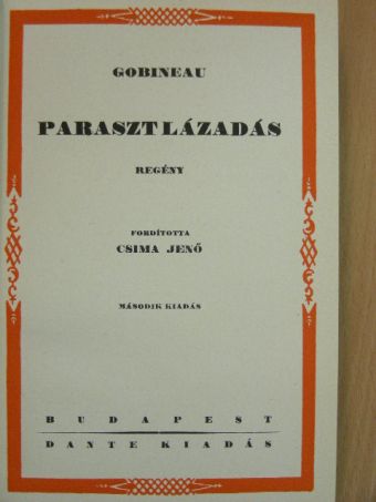 Gobineau - Parasztlázadás [antikvár]