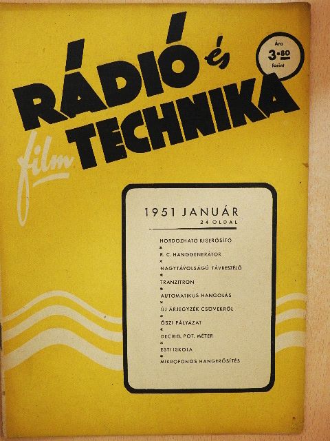Kellermayer György - Rádió és filmtechnika 1951. január [antikvár]