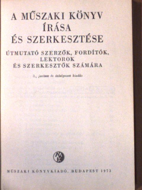 Budinszky Ferenc - A műszaki könyv írása és szerkesztése [antikvár]