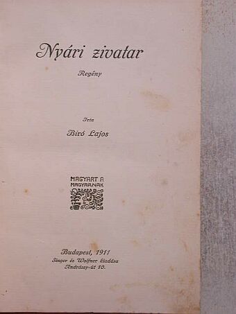 Biró Lajos - Nyári zivatar [antikvár]