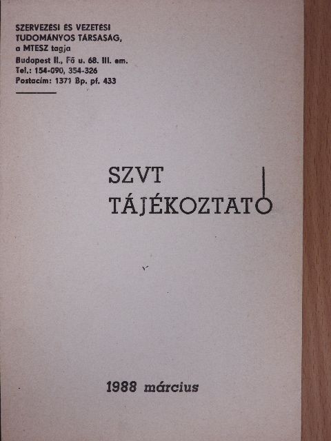 SZVT Tájékoztató 1988. március [antikvár]