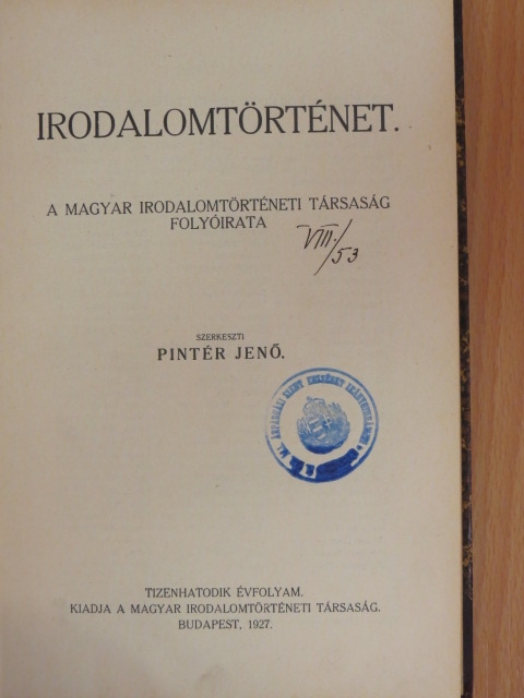 Alszeghy Zsolt - Irodalomtörténet 1927. január-december [antikvár]