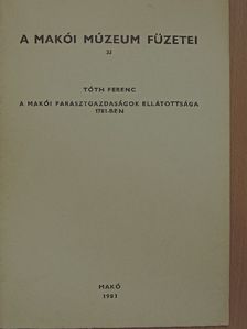 Tóth Ferenc - A makói parasztgazdaságok ellátottsága 1781-ben [antikvár]