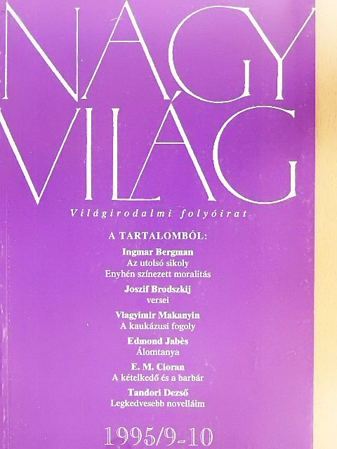 E. M. Cioran - Nagyvilág 1995. szeptember-október [antikvár]
