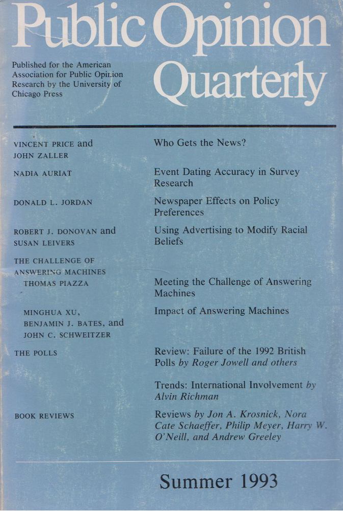 Public Opinion Qaurterly - Summer 1993 [antikvár]