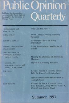 Public Opinion Qaurterly - Summer 1993 [antikvár]