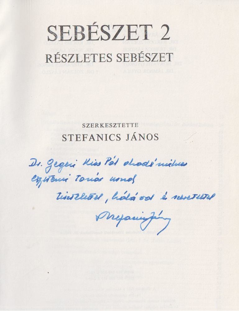 Dr. Stefanics János - Sebészet 2. (dedikált) [antikvár]