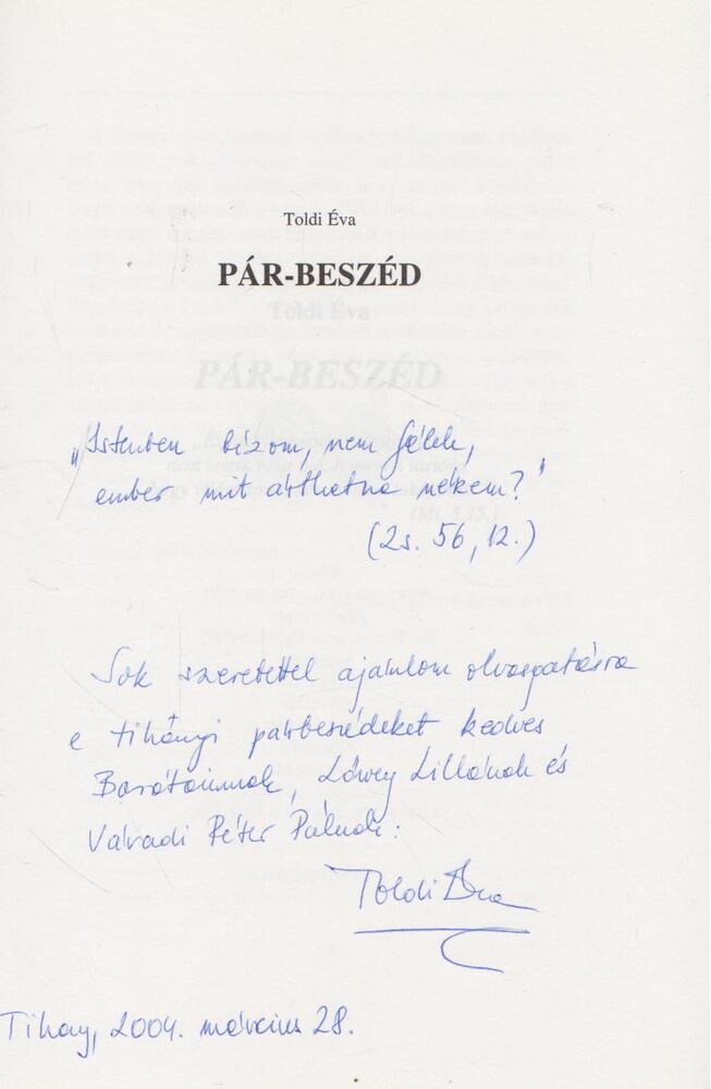 Toldi Éva - Pár-beszéd (dedikált) [antikvár]