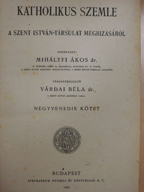 Bánfi F. Ferenc - Katholikus Szemle 1926. január-december [antikvár]