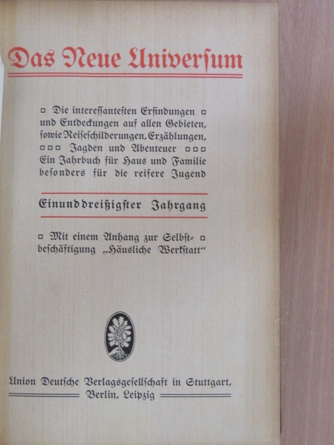 Das Neue Universum 31. (gótbetűs) [antikvár]