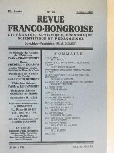 Elemér de Császár - Revue Franco-Hongroise Février 1931 [antikvár]
