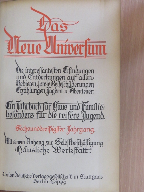 Das Neue Universum 36. (gótbetűs) [antikvár]