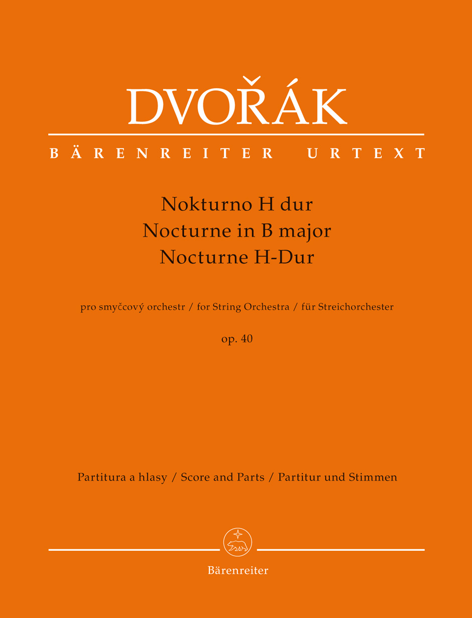 DVORAK - NOCTURNE IN B MAJOR FOR STRING ORCHESTRA OP.40, SCORE AND PARTS