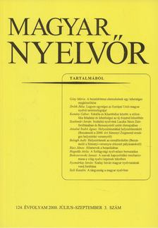 Magyar Nyelvőr 124. évfolyam 2000. július- szeptember 3. szám [antikvár]