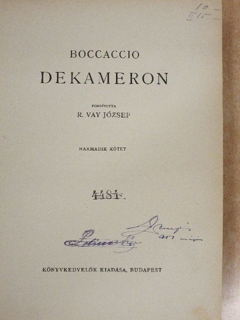 Giovanni Boccaccio - Dekameron III. (töredék) [antikvár]