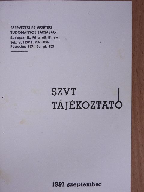 SZVT Tájékoztató 1991. szeptember [antikvár]