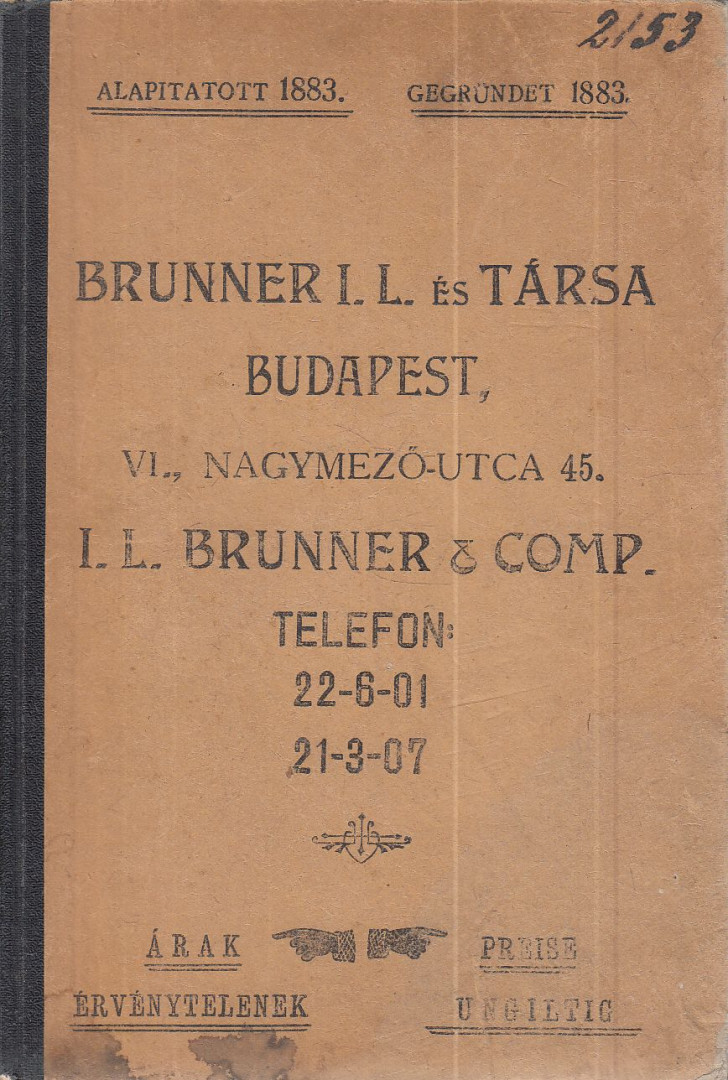 Brunner I. L. és társa - Technologiai árlapok [antikvár]