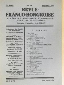 Elemér de Császár - Revue Franco-Hongroise Septembre 1931 [antikvár]