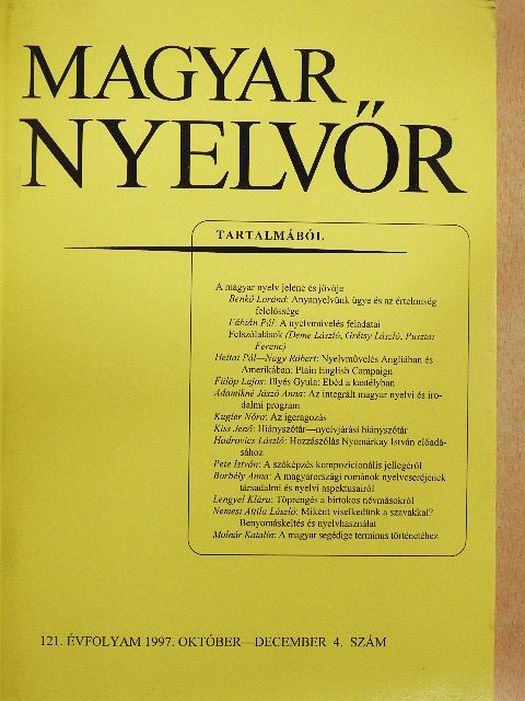 Adamikné Jászó Anna - Magyar Nyelvőr 1997. október-december [antikvár]