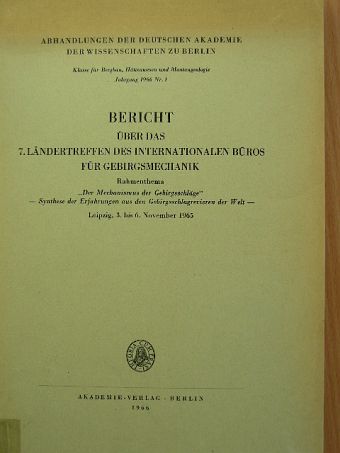 G. Bilkenroth - Bericht über das 7. ländertreffen des internationales büros für gebircsmechanik [antikvár]
