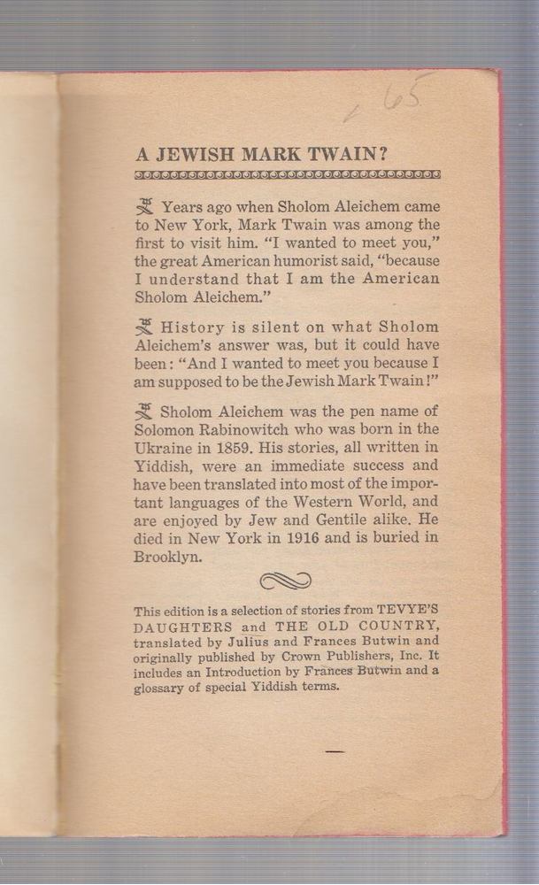 Sholom Aleichem - The Tevye Stories and Others [antikvár]
