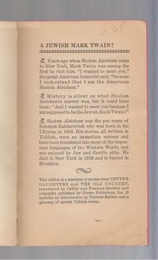 Sholom Aleichem - The Tevye Stories and Others [antikvár]