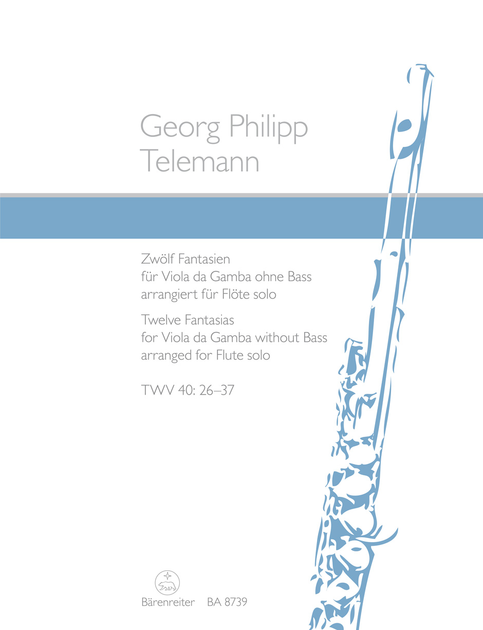 TELEMANN - ZWÖLF FANTASIEN FÜR VIOLA DA GAMBA OHBE BASS. ARR. FÜR FLÖTE SOLO TWV 40:26-37