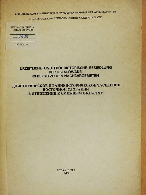 Boleslaw Ginter - Urzeitliche und Frühhistorische Besiedlung der Ostslowakei in Bezug zu den Nachbargebieten [antikvár]