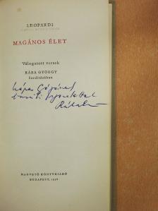 Leopardi - Magános élet (dedikált példány) [antikvár]