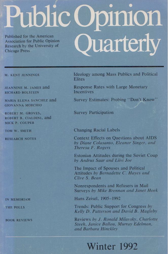 Public Opinion Qaurterly - Winter 1992 [antikvár]