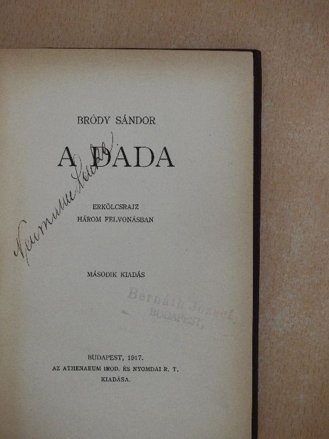 Bródy Miksa - A dada/A felboncolt sziv/Klotho [antikvár]