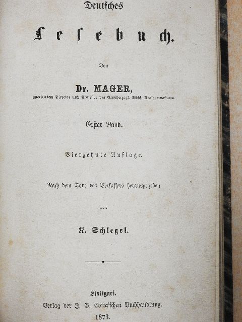 Dr.  Mager - Deutsches lesebuch I. (gótbetűs) [antikvár]
