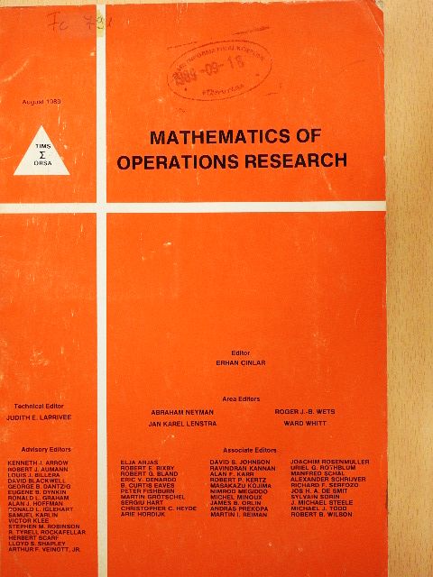 A. J. J. Talman - Mathematics of Operations Research August 1989 [antikvár]