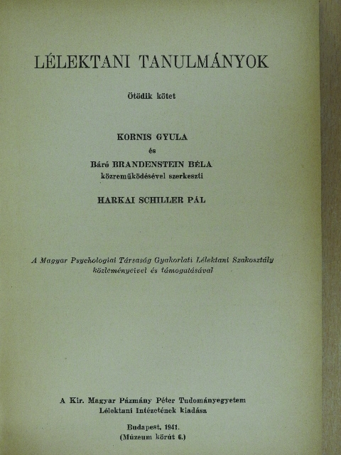 Dékány István - Lélektani tanulmányok V-VI. [antikvár]