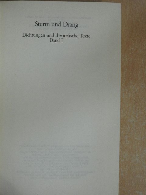 Heinrich Wilhelm von Gerstenberg - Sturm und Drang I. (töredék) [antikvár]