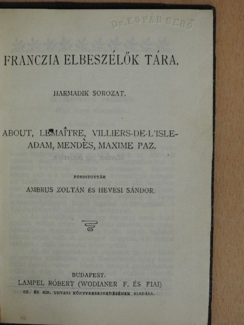 Lemaitre - Franczia elbeszélők tára III. [antikvár]