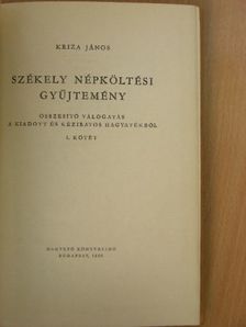 Kriza János - Székely népköltési gyűjtemény I. (töredék) [antikvár]