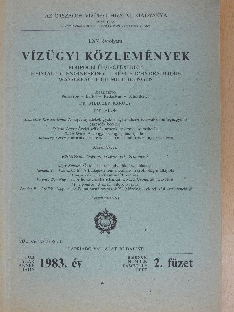 Bardóczy Lajos - Vízügyi Közlemények 1983/2. [antikvár]