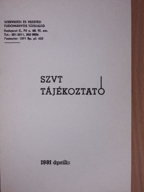 SZVT Tájékoztató 1991. április [antikvár]