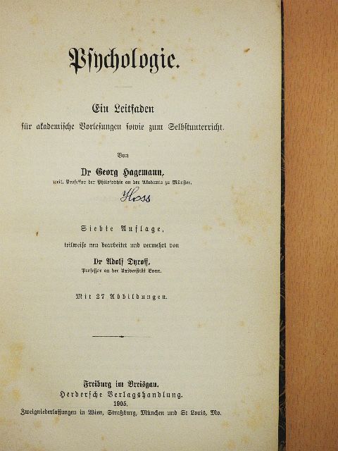 Dr. Georg Hagemann - Psychologie (gótbetűs) [antikvár]
